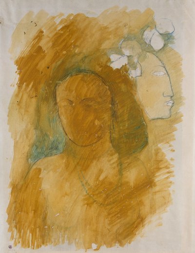 Tahitianische Frau mit bösem Geist door Paul Gauguin