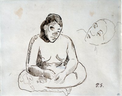Tahitische vrouw zittend door Paul Gauguin