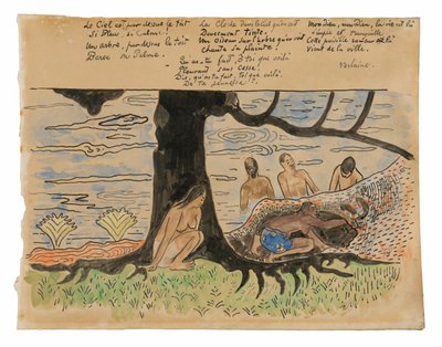 Tahitiërs aan het vissen door Paul Gauguin