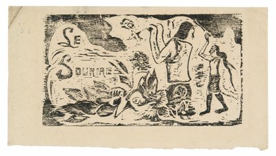 Tahitiërs, Bloemen en Bladeren, kopstuk voor Le sourire door Paul Gauguin