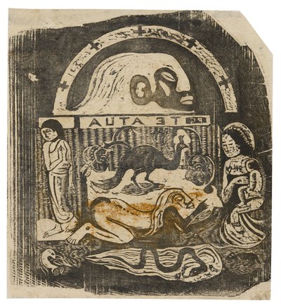 Te atua (De God), uit de reeks late houtblokdrukken door Paul Gauguin