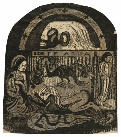 Te atua (De God), uit de reeks late houtblokdrukken door Paul Gauguin