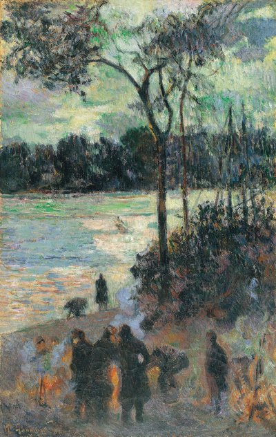 De Brand aan de Rivieroever door Paul Gauguin