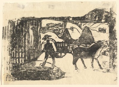 De ossenkar (Le char à boeufs) door Paul Gauguin