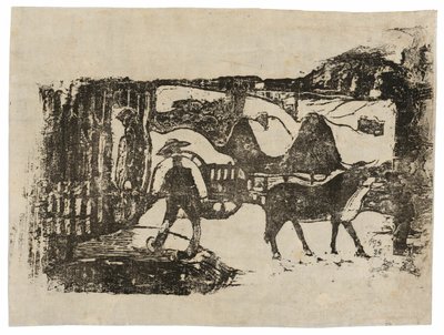 De Ossenkar, uit de Suite van Late Houtsneden door Paul Gauguin