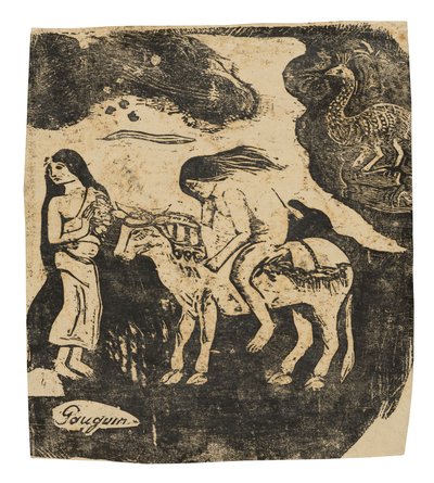 De verkrachting van Europa, uit de reeks late houtsneden door Paul Gauguin