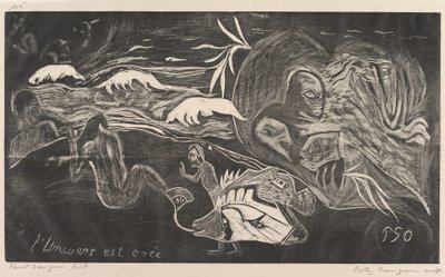 Het Universum wordt Geschapen, uit Fragrance Noa Noa, 1893-94 door Paul Gauguin