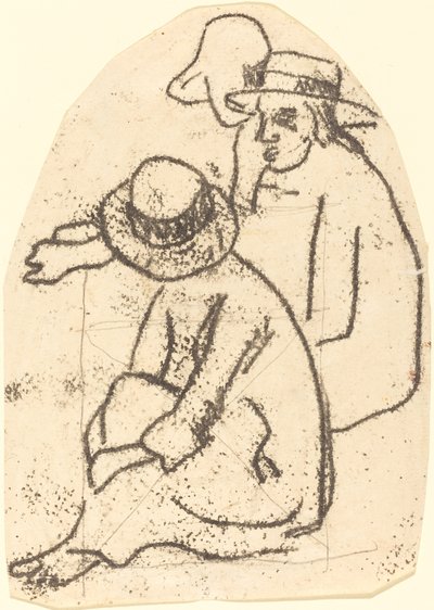 Drie Tahitianen (Studie voor "De Zuster van Liefdadigheid") door Paul Gauguin