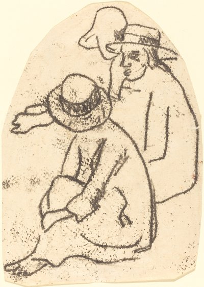 Drie Tahitianen Studie voor La soeur de charite door Paul Gauguin