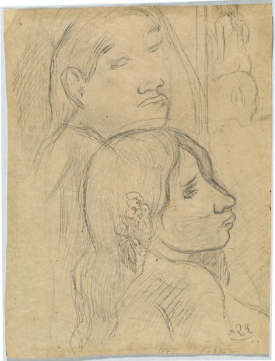 Twee Marquesanen [verso] door Paul Gauguin
