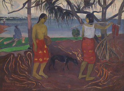 Onder de Pandanus (I Raro te Oviri) door Paul Gauguin