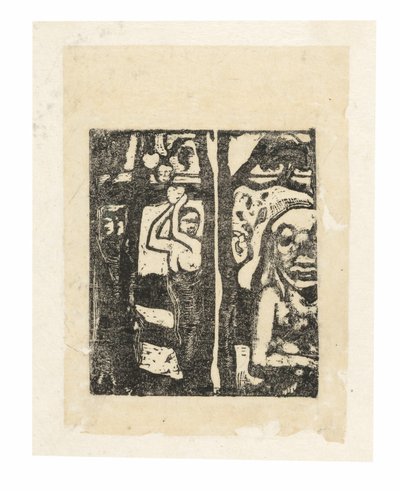 Vrouw die fruit plukt en Oviri door Paul Gauguin