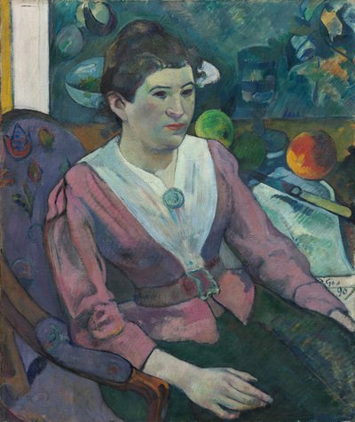 Vrouw voor een stilleven van Cezanne door Paul Gauguin