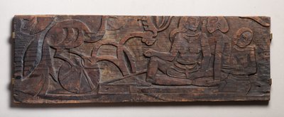 Vrouwen met een pauw, reliëf door Paul Gauguin