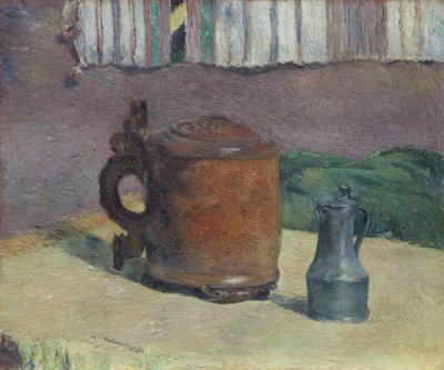 Houten Bierpul en Metalen Kan door Paul Gauguin