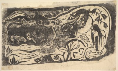 Houtsnede met een Gehoofd Hoofd, 1898-99 door Paul Gauguin