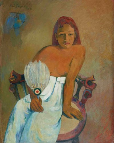 Jong meisje met waaier door Paul Gauguin