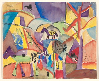 Compositie met paarden door Paul Gaulois