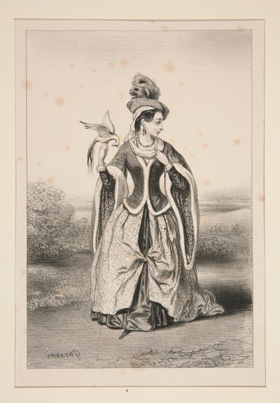 (CHATELAINE MOYEN AGE.) door Paul Gavarni
