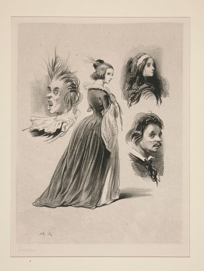 (FEUILLE DE CROQUIS.) door Paul Gavarni