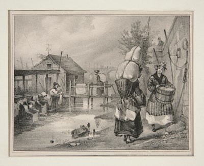 BLANCHISSEUSES door Paul Gavarni