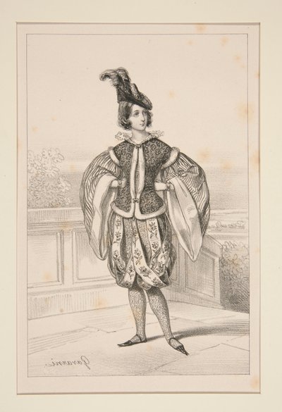 Kostuum van mevrouw de markiezin de L.. door Paul Gavarni