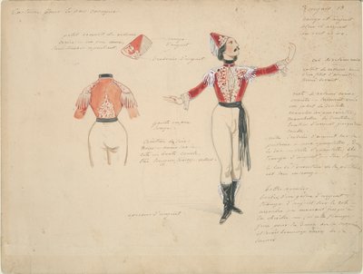 Kostuumstudie voor mannelijke zigeuner in door Paul Gavarni