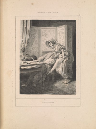 Afleiding, uit de serie Scènes de la vie intime door Paul Gavarni