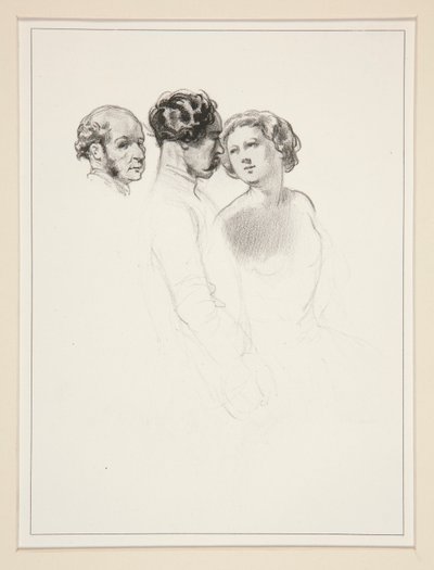 Figurenstudie; Groep van Drie Figuren door Paul Gavarni