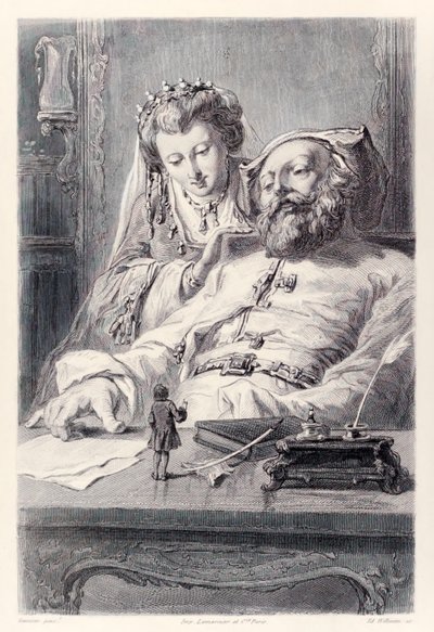 Frontispice uit de Franse editie van Gullivers Reizen door Jonathan Swift door Paul Gavarni