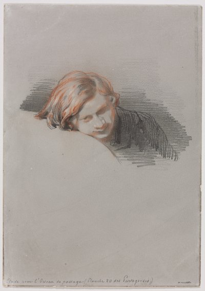 Hoofd van een jonge man (studie voor LOiseau de passage, 1853) door Paul Gavarni