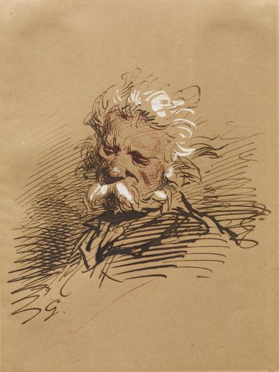 Hoofd van een oude man door Paul Gavarni