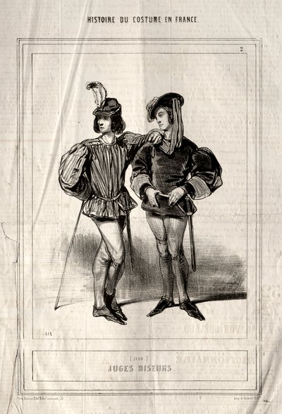 Histoire du Costume en France: Juges diseurs, 1843 door Paul Gavarni