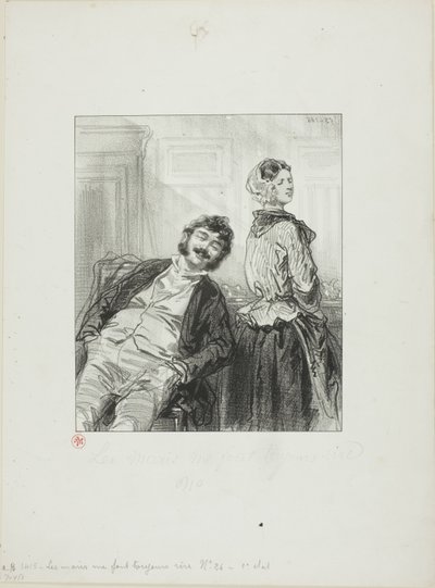 Echtgenoten laten me altijd lachen: Kom, mevrouw Rabat-joie, zwijg. door Paul Gavarni