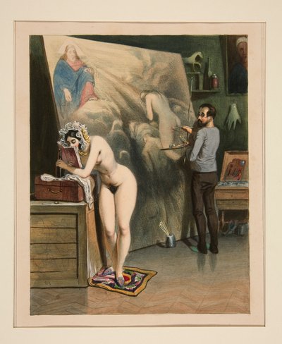 De vrouw van de schilder door Paul Gavarni