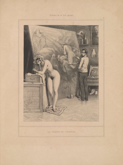 De vrouw van de schilder, uit de serie Scènes de la vie intime door Paul Gavarni