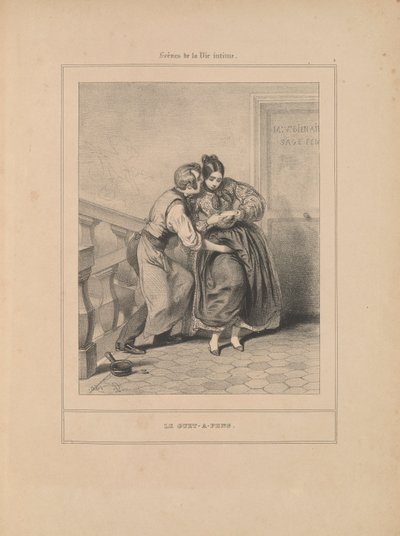 Le guet-apens, uit de serie Scènes de la vie intime door Paul Gavarni
