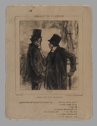 Lithografische steen voor Mosieu, j door Paul Gavarni