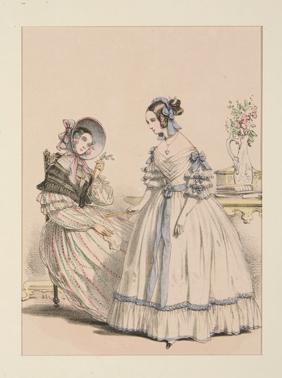 NOVEMBRE 1838. Robe en foulard poil de chèvre à raies perlées; door Paul Gavarni