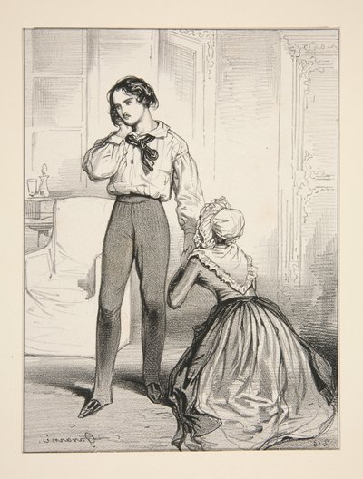 Arme moeder. Akte IV / Adolphe Laferriere door Paul Gavarni