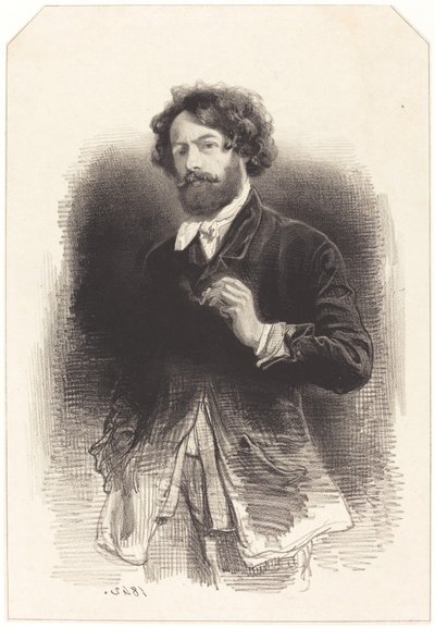 Zelfportret met een sigaret door Paul Gavarni