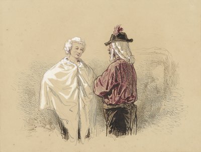 Twee mannen in gesprek door Paul Gavarni