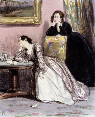 Twee vrouwen in gesprek over geliefden, 
