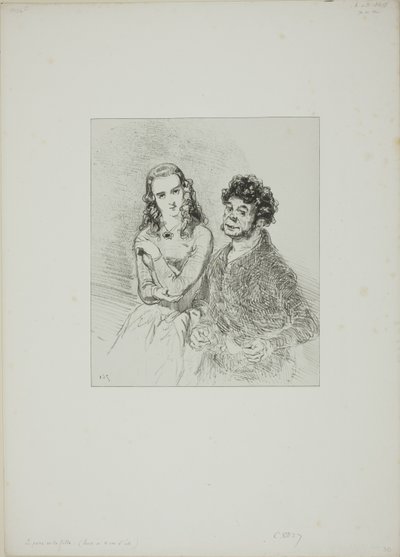 Zonder titel (Vader en dochter) door Paul Gavarni
