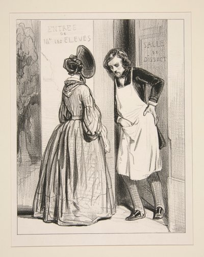 Voila acht maanden, Auguste, dat je me een mantel belooft door Paul Gavarni