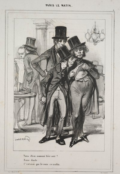 Vous étiez nommé hier soir..., uit de serie Paris Le Matin, 1839 door Paul Gavarni