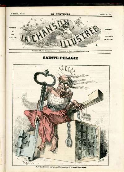 La Chanson illustrée (tijdschrift), nummer 52, Satirisch in Kleuren: Sainte Pelagie - Republikeins, Gevangenissen, Sainte Pelagie - Illustratie door Hadol (1835-1875) door Paul Hadol