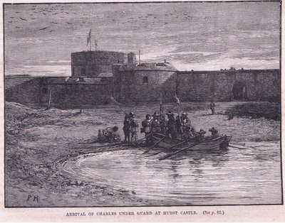 Aankomst van Karel I onder bewaking in Hurst Castle AD 1648 door Paul Hardy