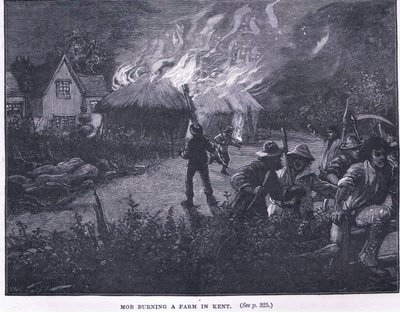 Menigte die een boerderij in Kent in brand steekt in 1830 door Paul Hardy