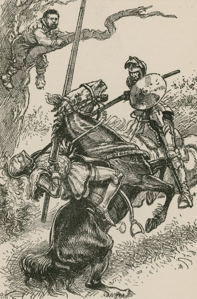 De Ridder van de Spiegels werd, tegen zijn wil, over de achtersteven van zijn paard gejaagd door Paul Hardy